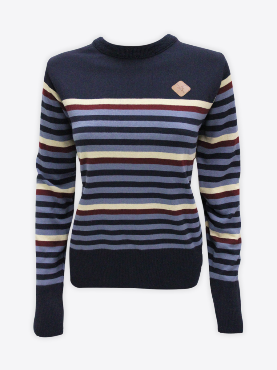 Fox & Crop Navy Striped Jumper - Womens