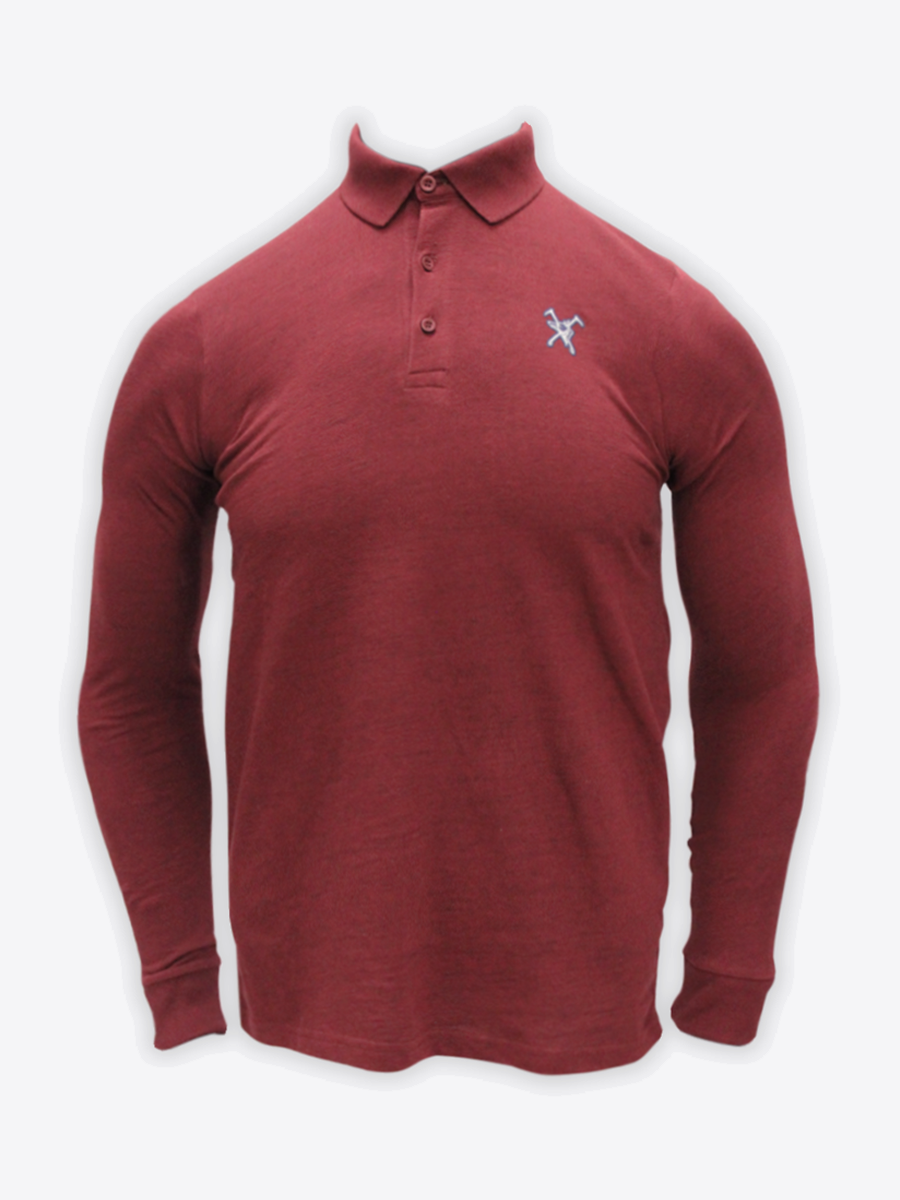 Fox & Crop Maroon L/S Polo - Mens