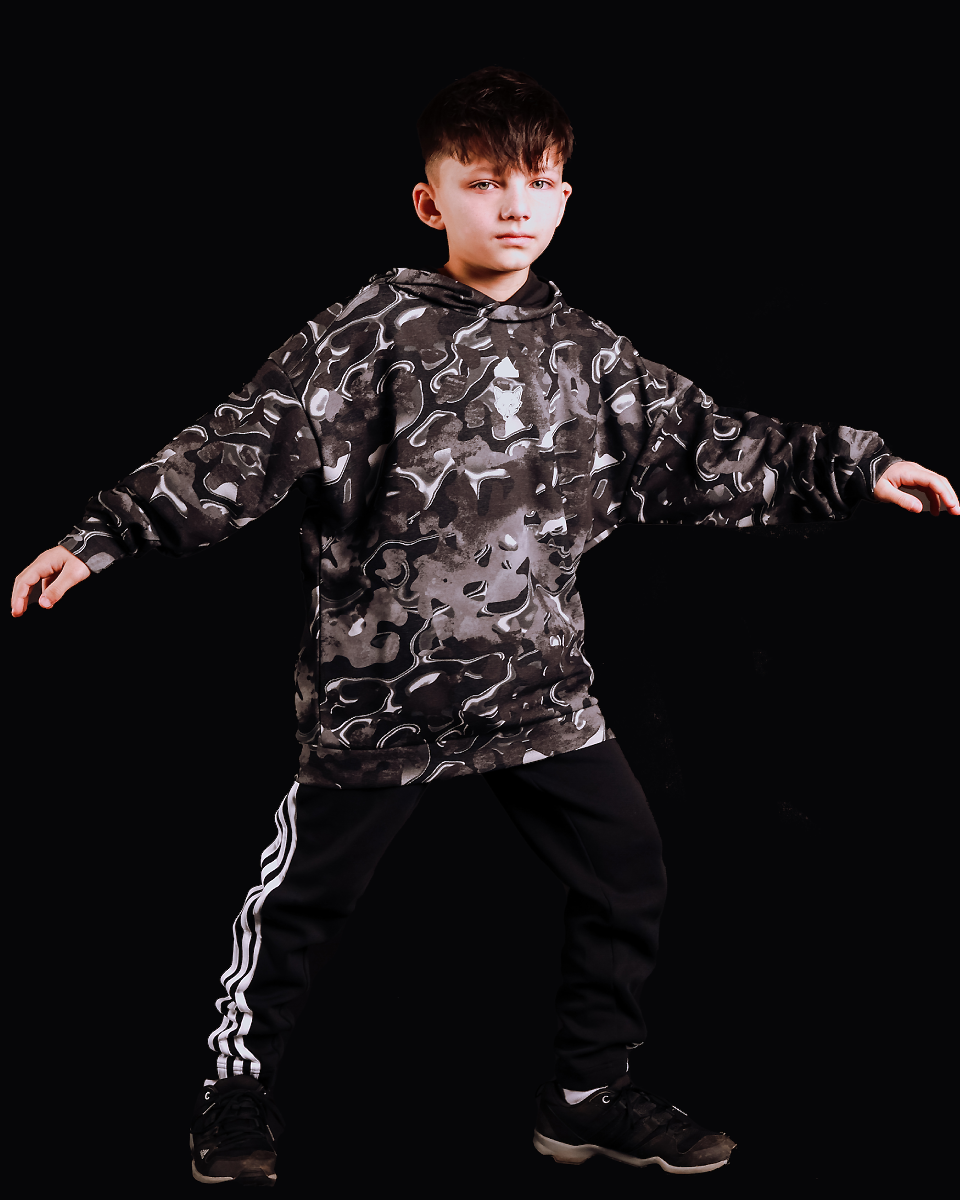 adidas Black Print Hoody - Kids