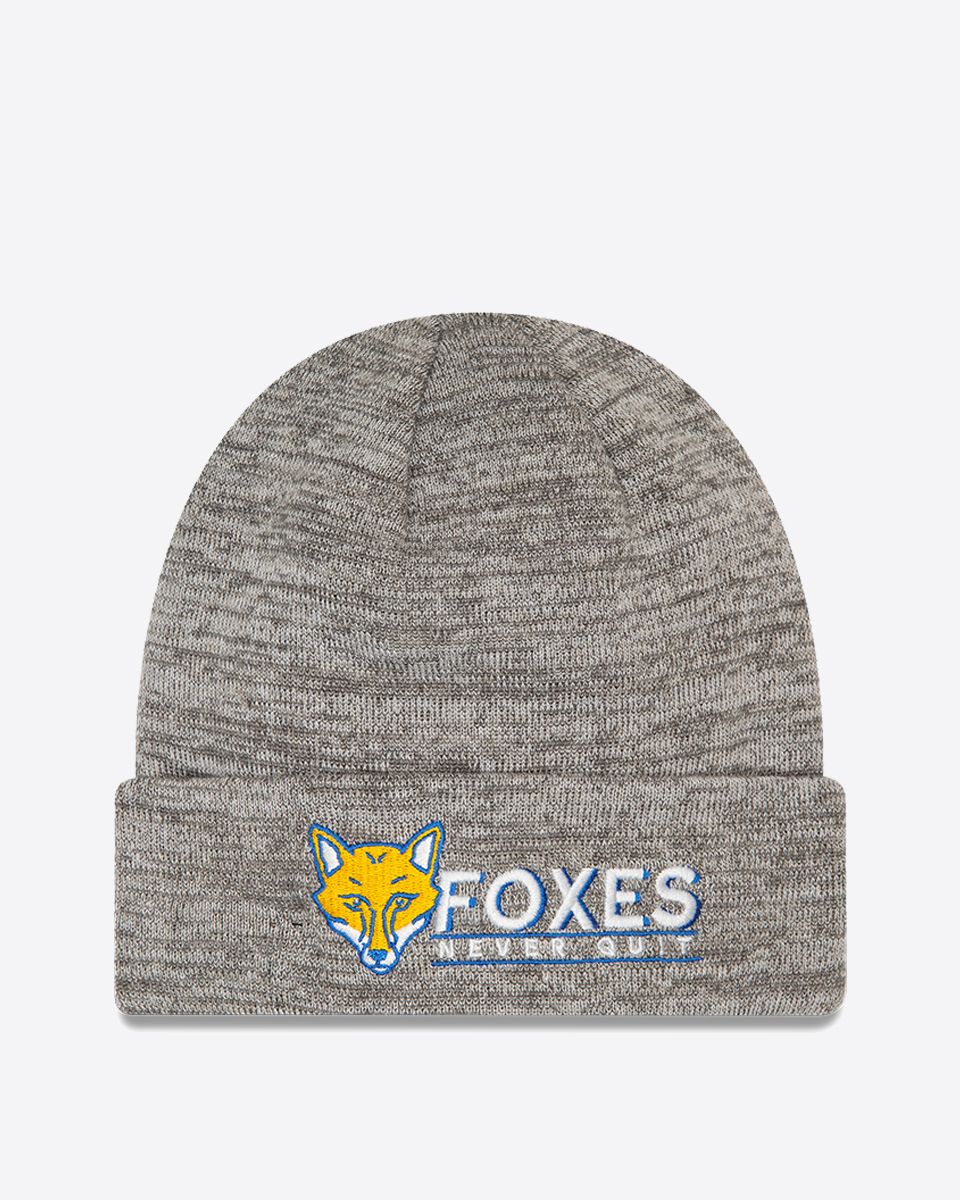 Leicester City New Era Foxes Never Quit Cuff Knit Beanie Hat