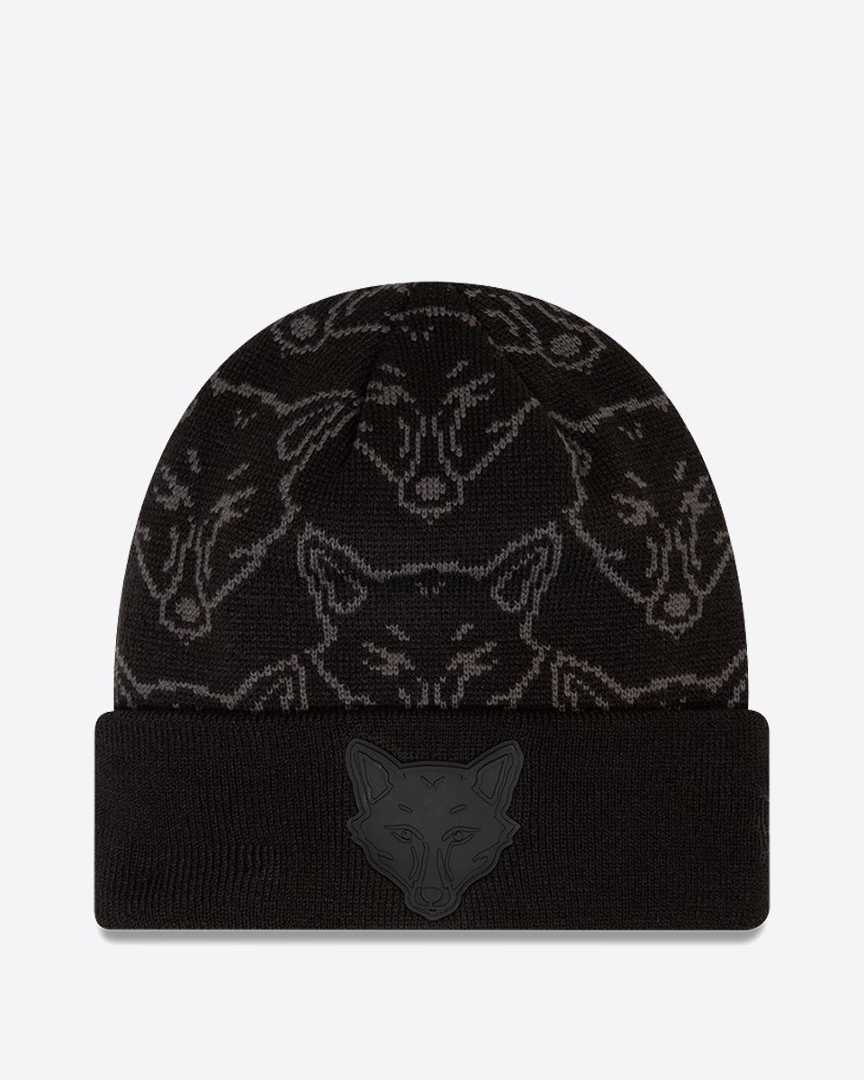 Leicester City New Era Foxhead All Over Print Cuff Knit Beanie Hat