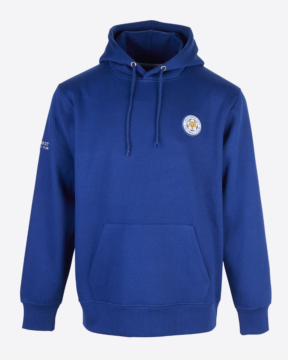 Leicester City Blue Essential Crest Hoody - Mens