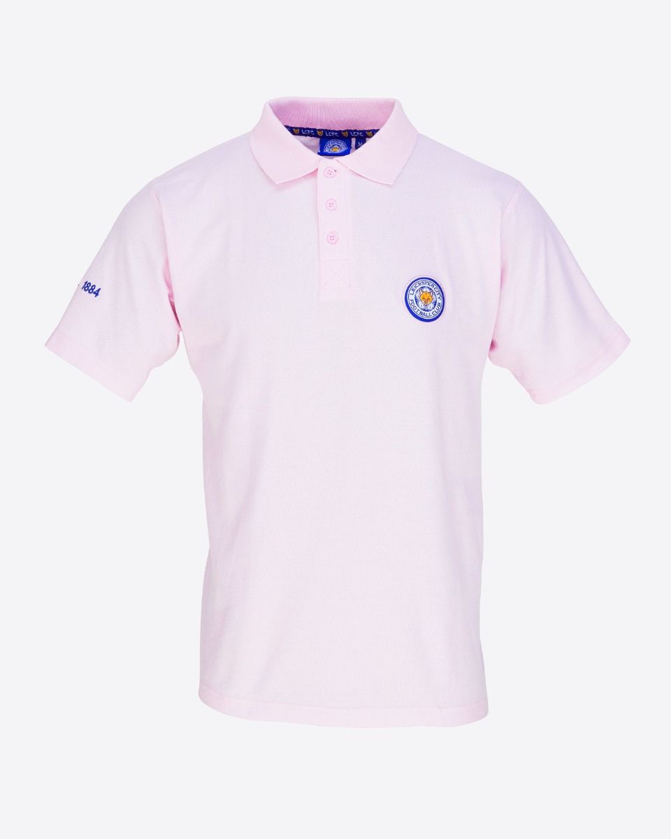 Leicester City Pastel Pink Essential Crest Polo - Mens