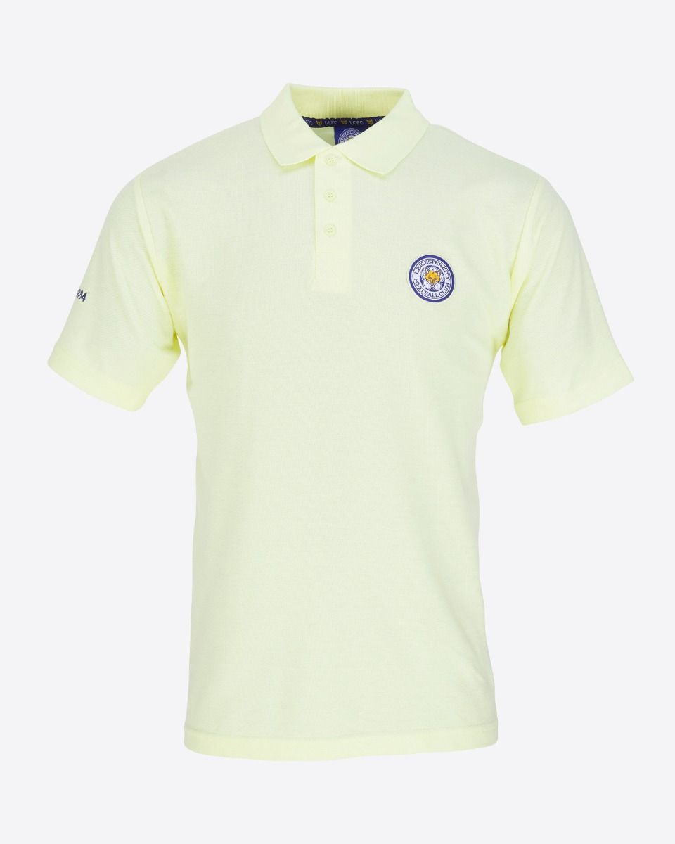 Leicester City Pastel Yellow Essential Crest Polo - Mens