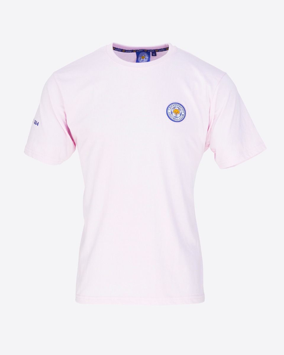Leicester City Pastel Pink Essential Crest T-Shirt - Mens