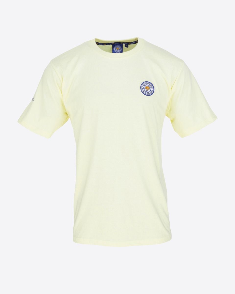 Leicester City Pastel Yellow Essential Crest T-Shirt - Mens