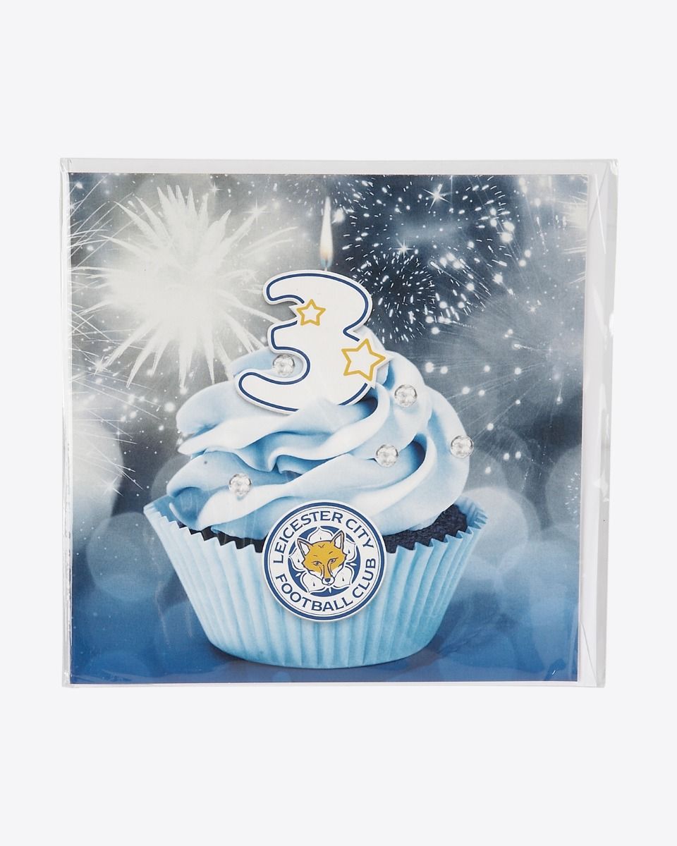 Leicester City Greetings Card - Age 3 Cupcake