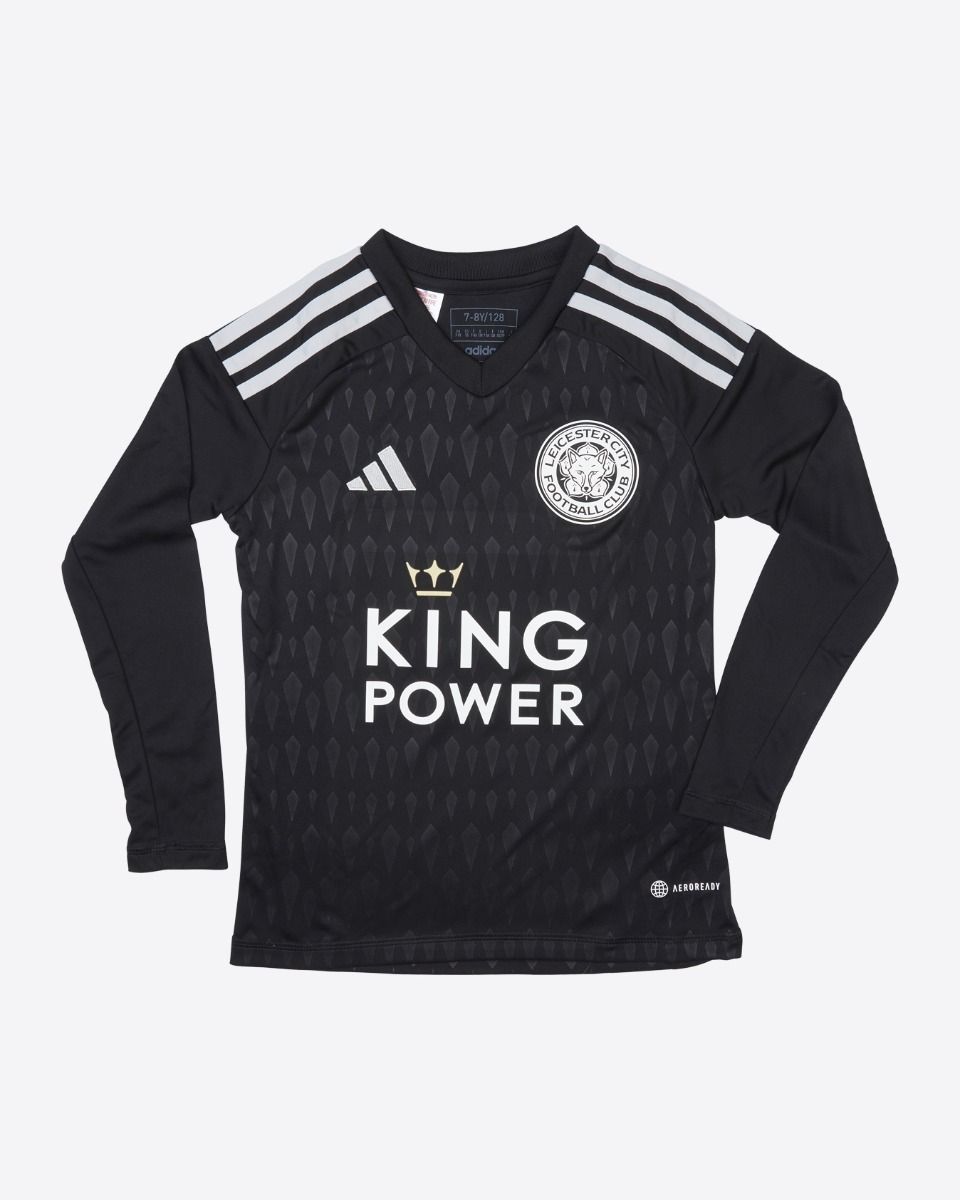 Leicester City Blank Black Goalkeeper Long Sleeves Kid Jersey