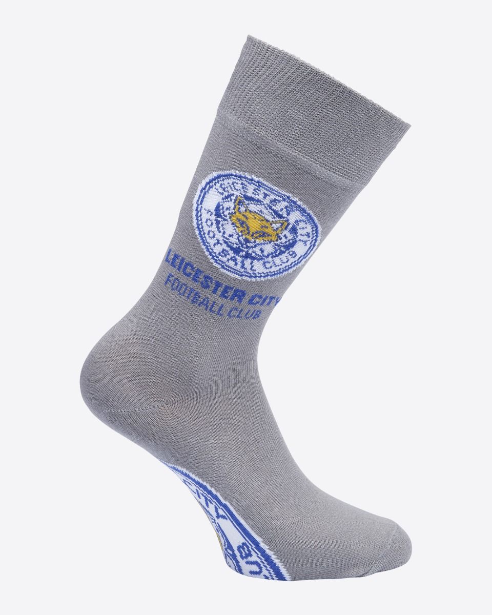 Leicester City Crest & Wordmark Socks - Grey
