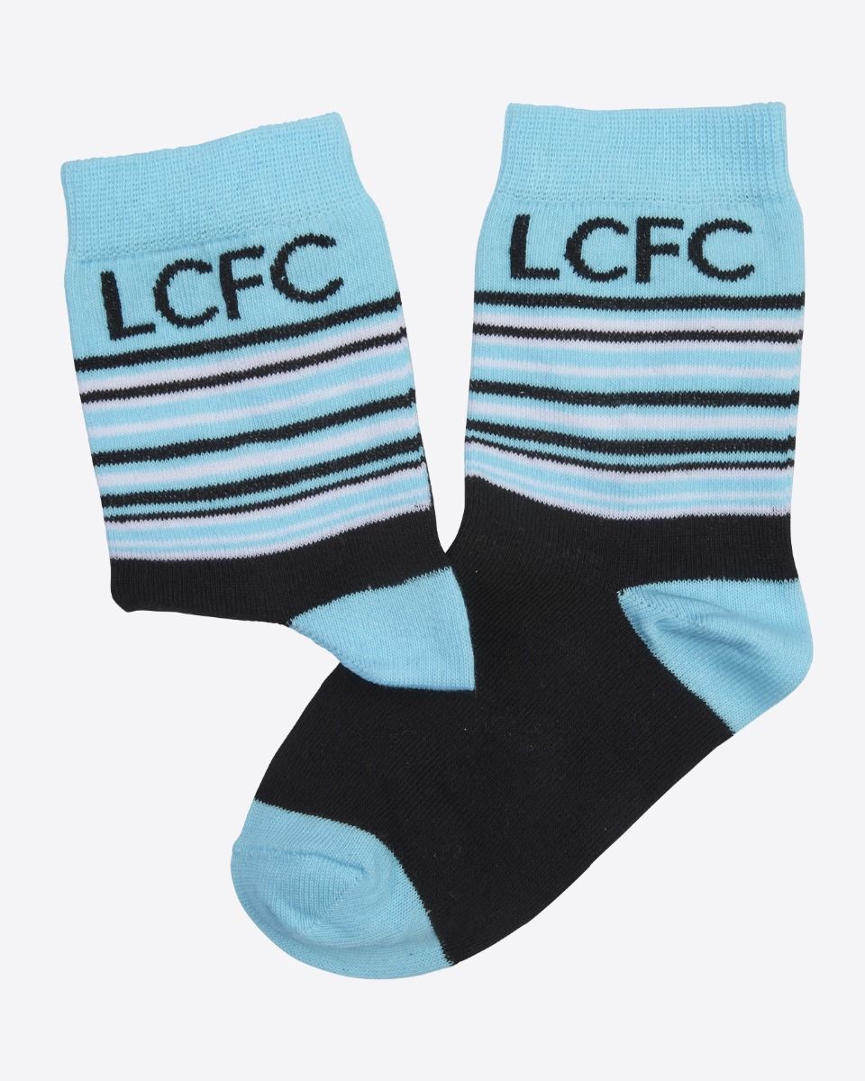 Leicester City Teal Half Stripe Socks - Kids