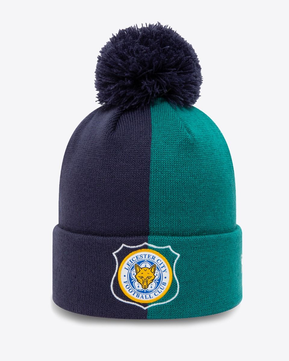 Leicester City New Era Jade/Navy Retro Bobble Knit Beanie Hat