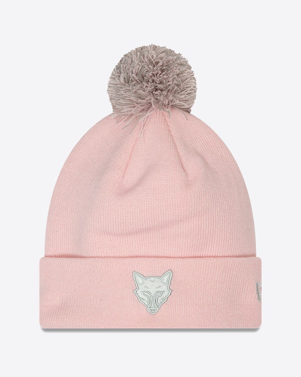 Leicester City New Era Pink Womens Bobble Knit Beanie Hat