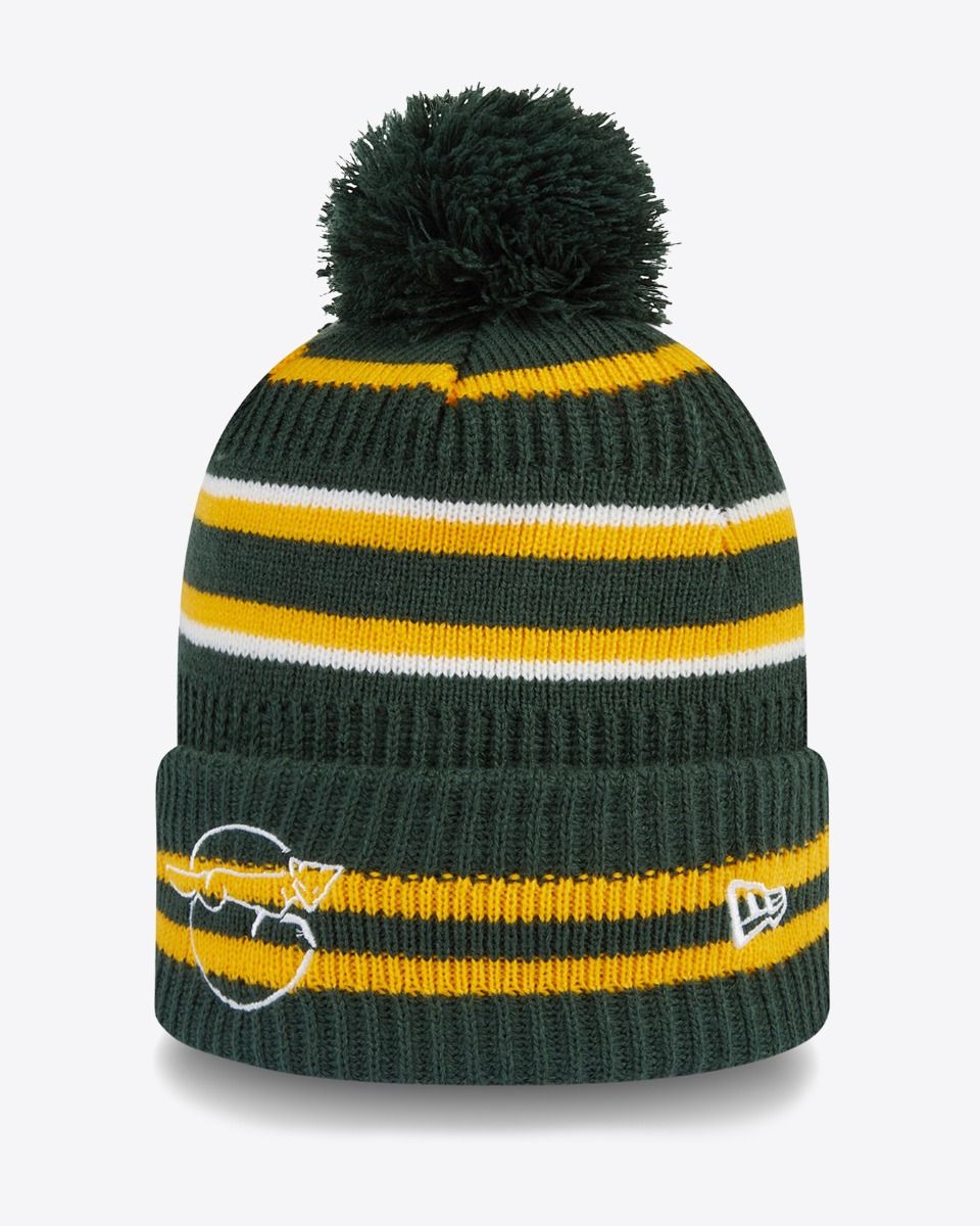 Leicester City New Era Green/Yellow Retro Bobble Knit Beanie Hat