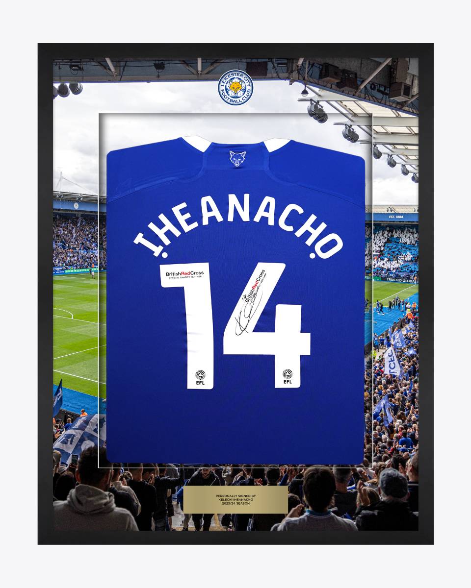 2023/24 Framed Signed Kelechi Iheanacho Home Shirt