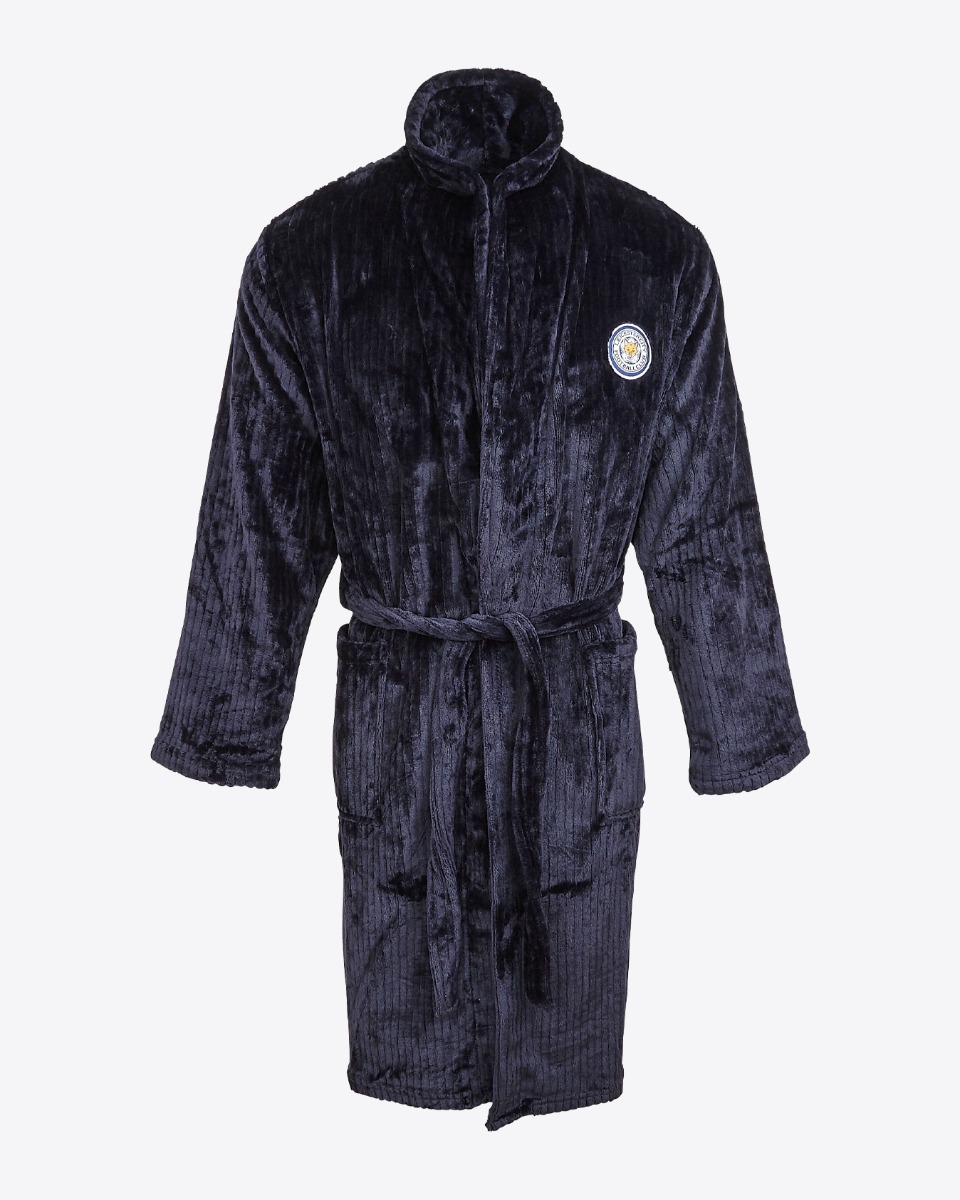 Leicester City Navy Pinstripe Bathrobe - Adult