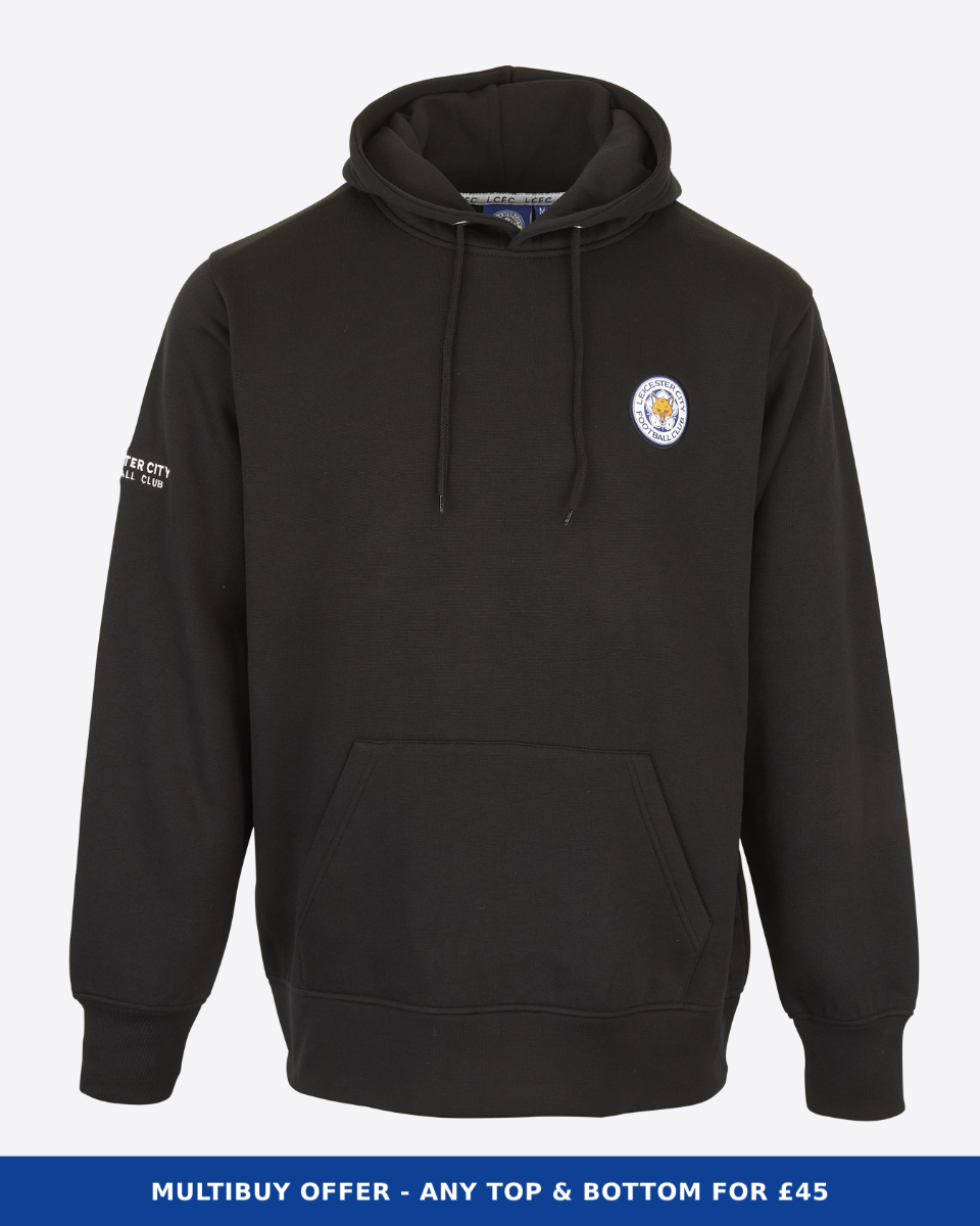 Leicester City Black Essential Crest Hoody - Mens