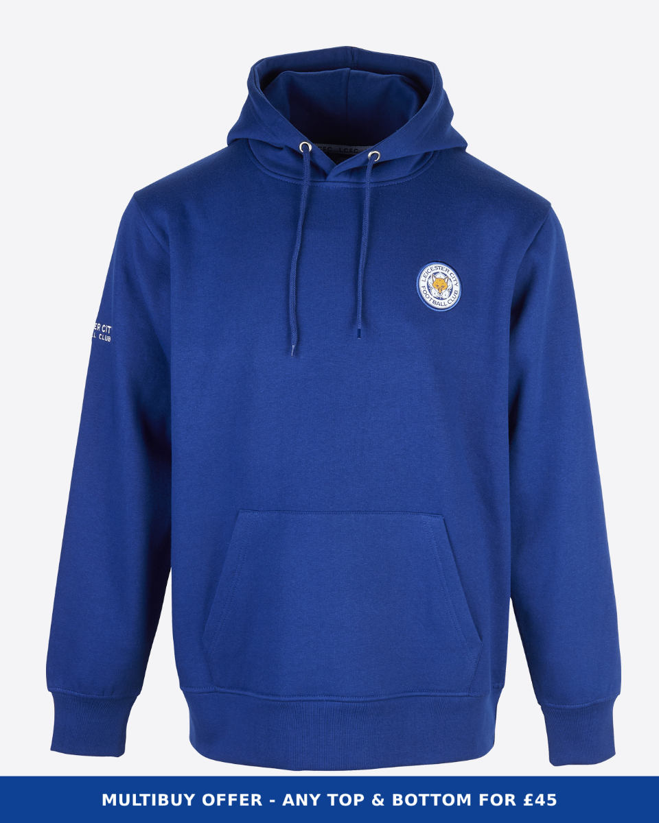 Leicester City Blue Essential Crest Hoody - Mens