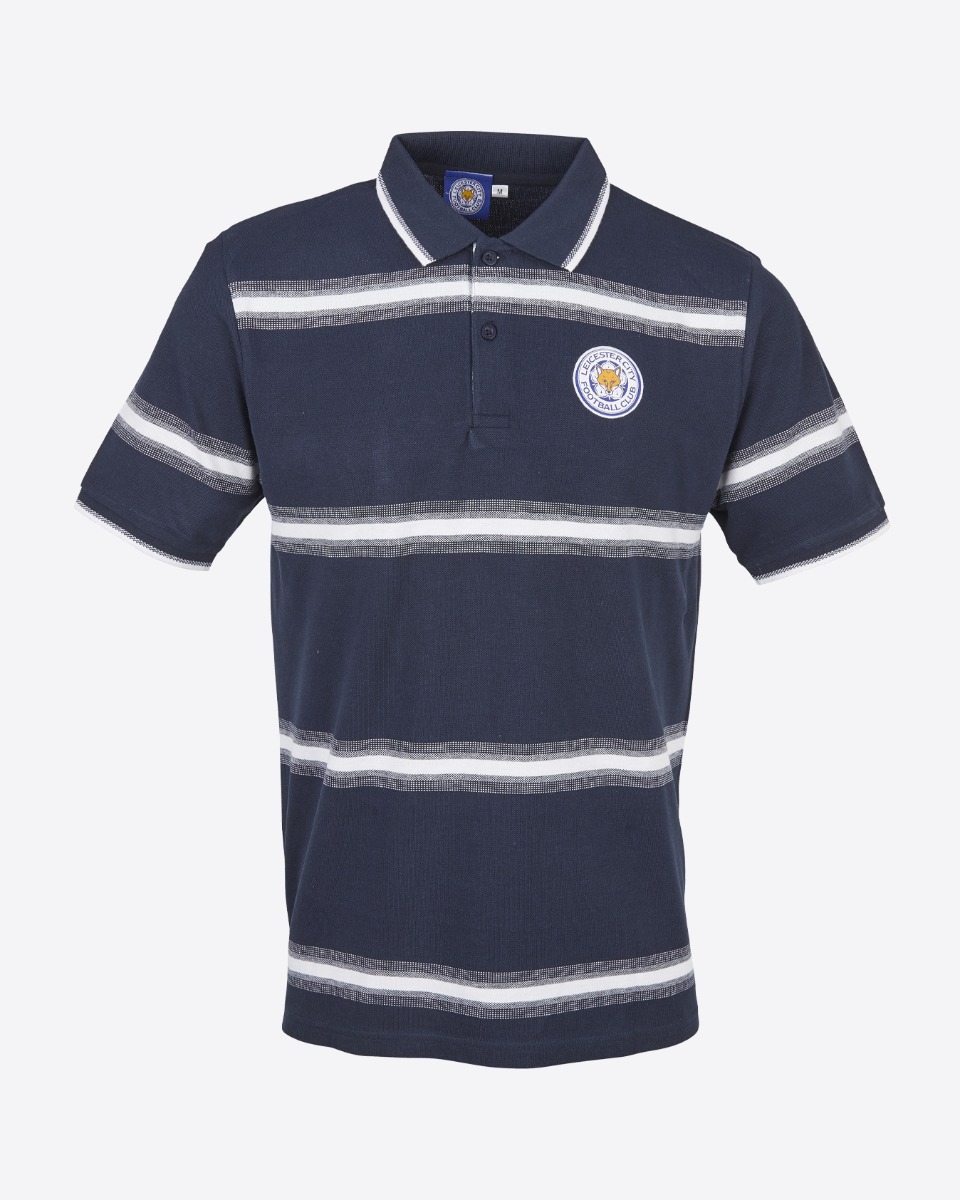Leicester City Crest Striped Polo - Mens