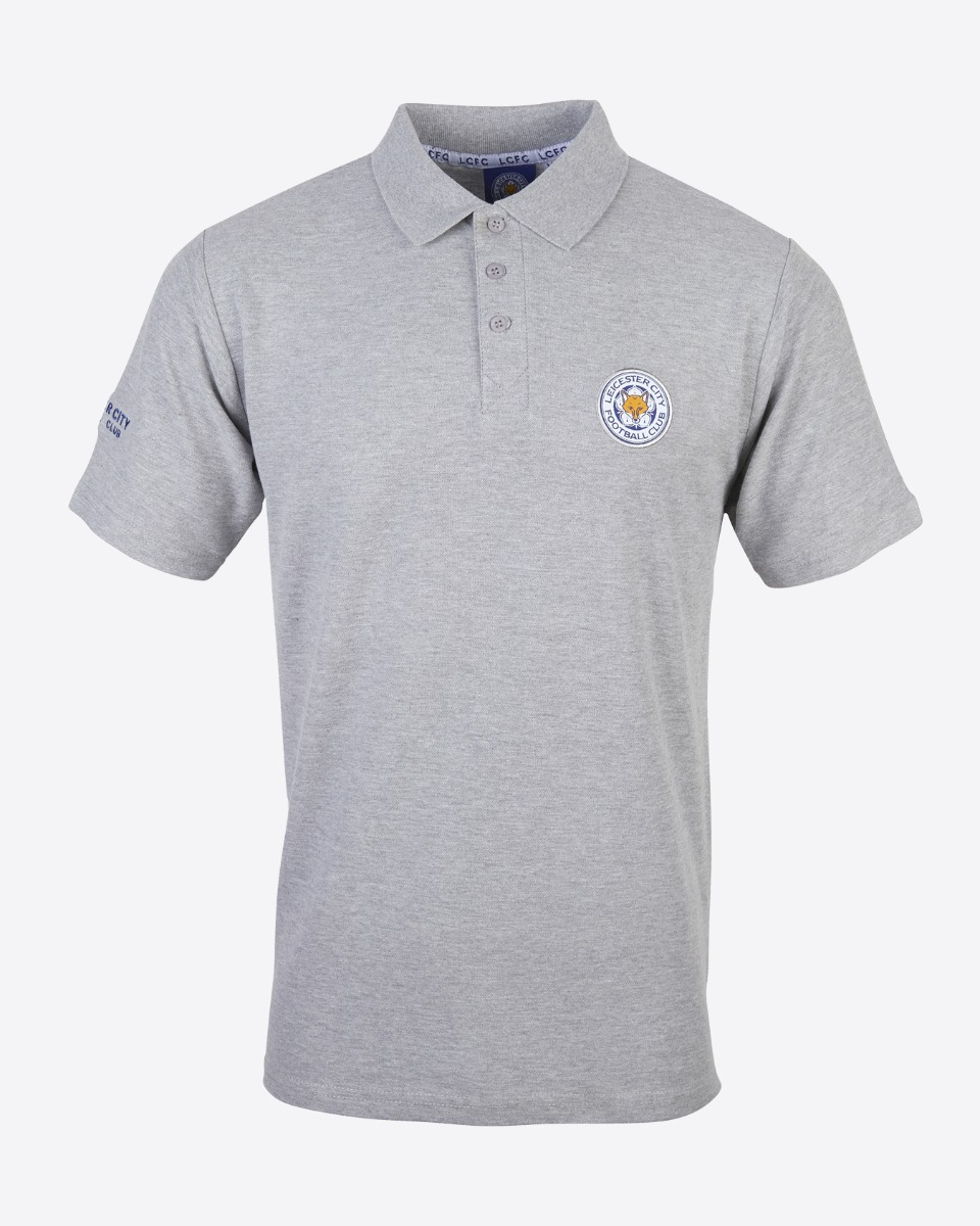 Leicester City Grey Essential Crest Polo - Mens