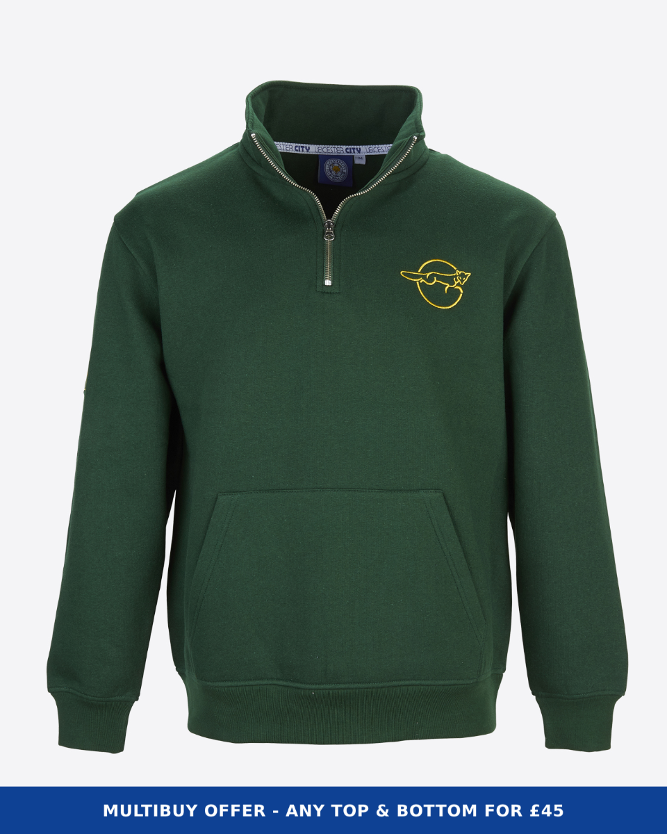 Leicester City Green Essential Retro 1/4 Zip - Mens
