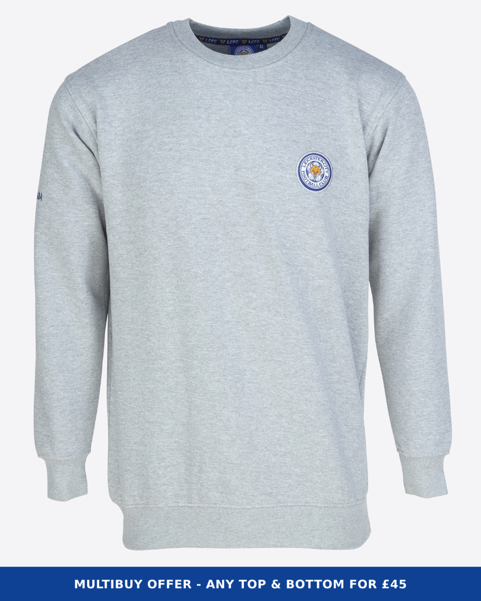 Leicester City Grey Essential Crest Sweatshirt - Mens