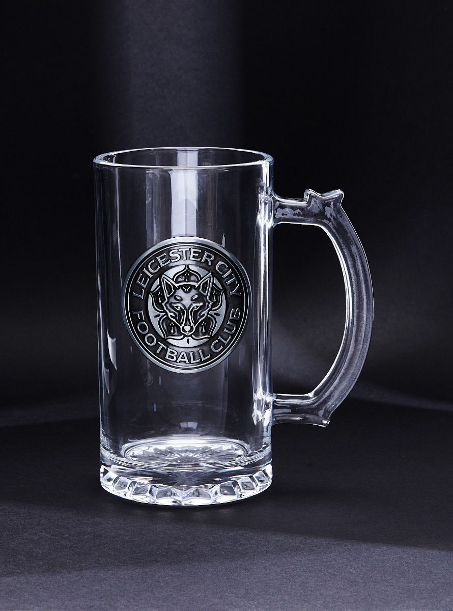 Leicester City Metal Crest Glass Tankard