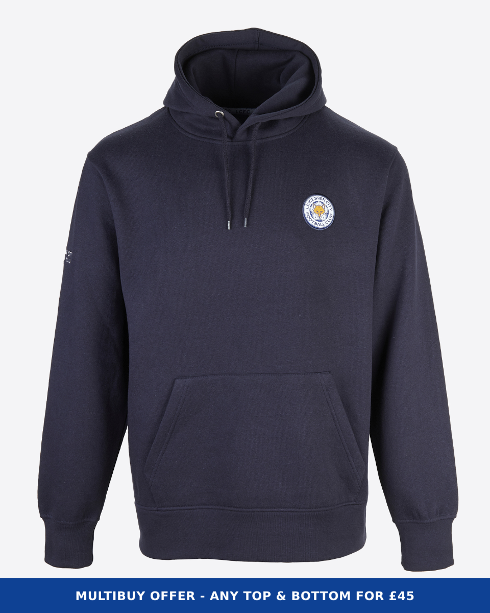Leicester City Navy Essential Crest Hoody - Mens