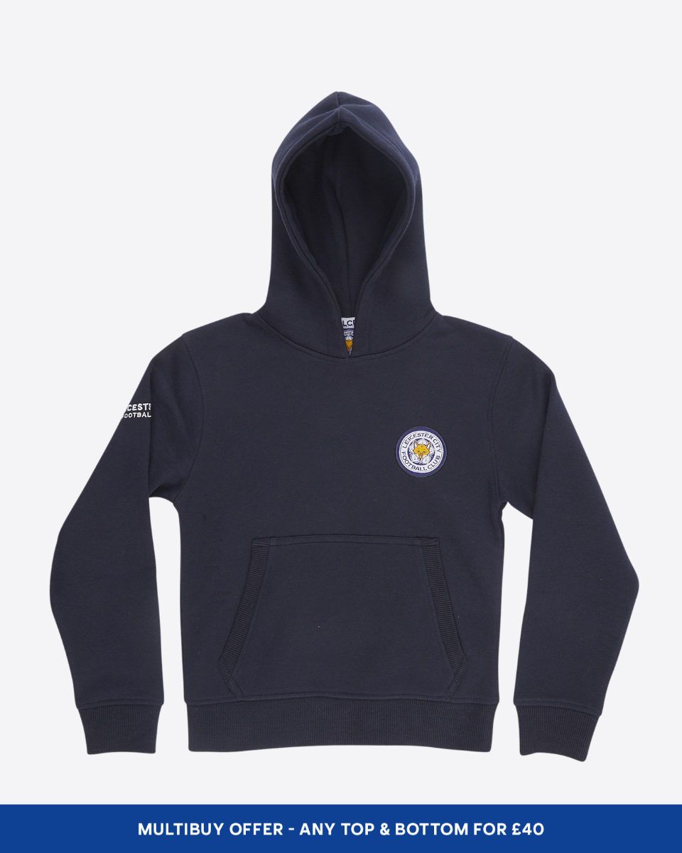 Leicester City Navy Essential Crest Hoody - Kids