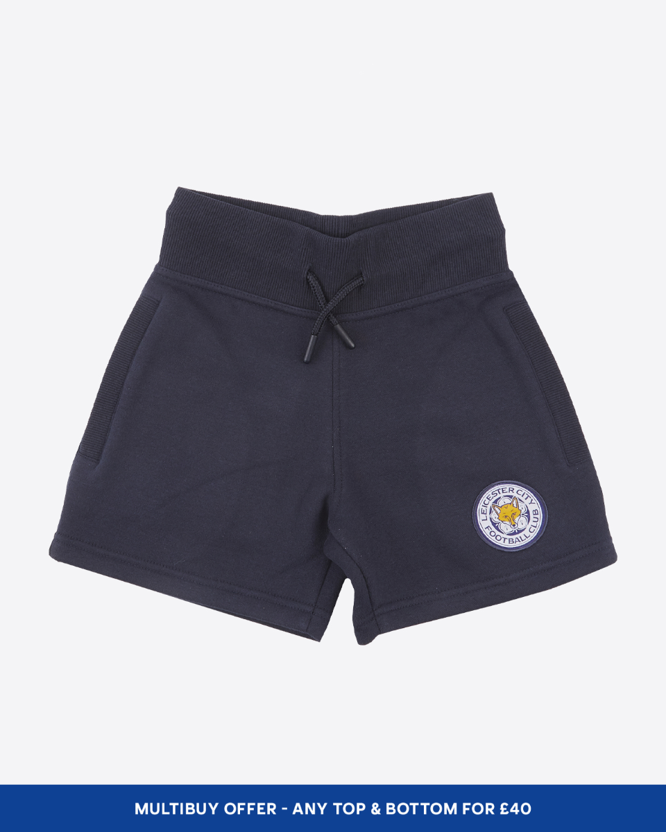 Leicester City Navy Essential Crest Shorts - Kids