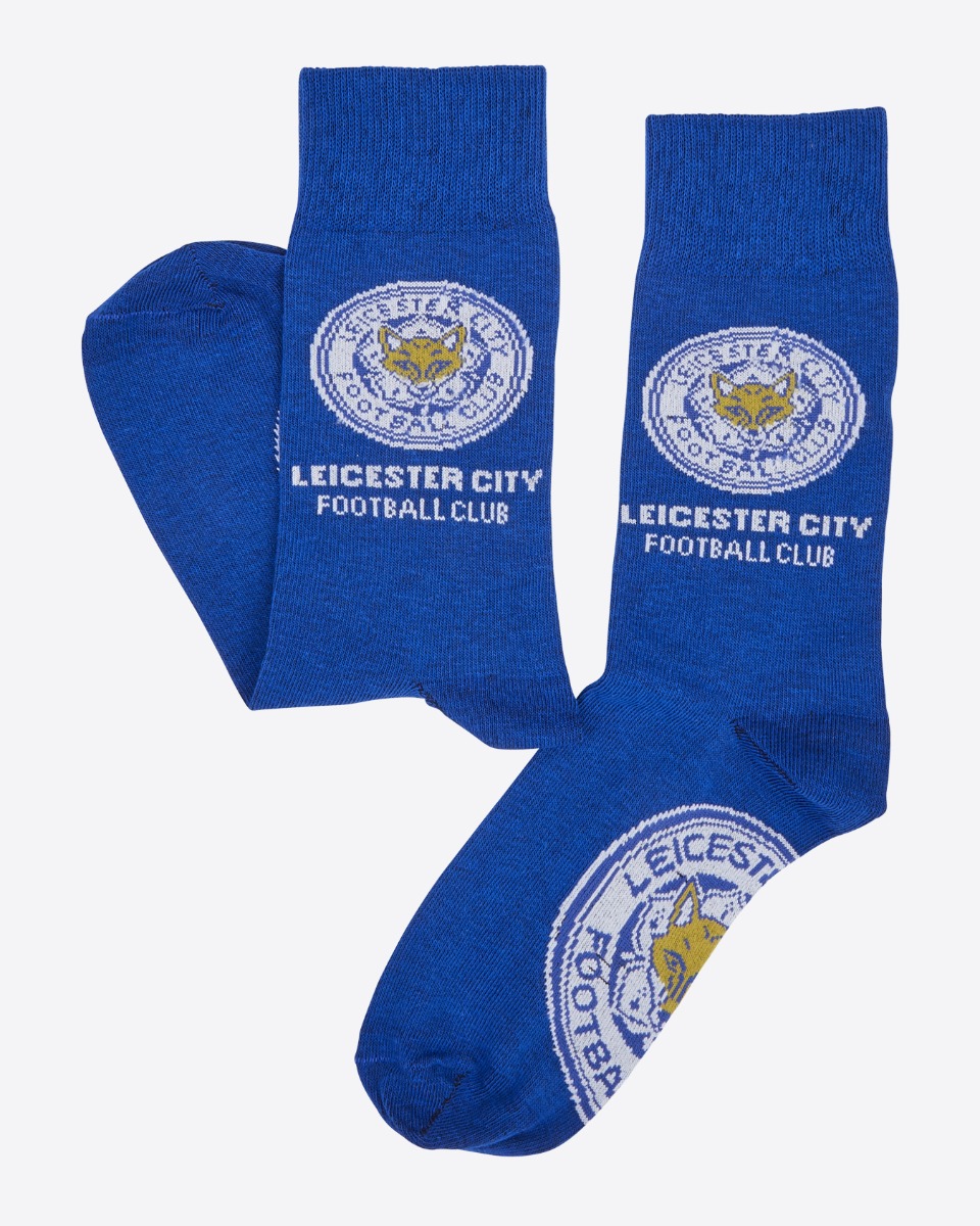 Leicester City Crest Wordmark Socks Blue