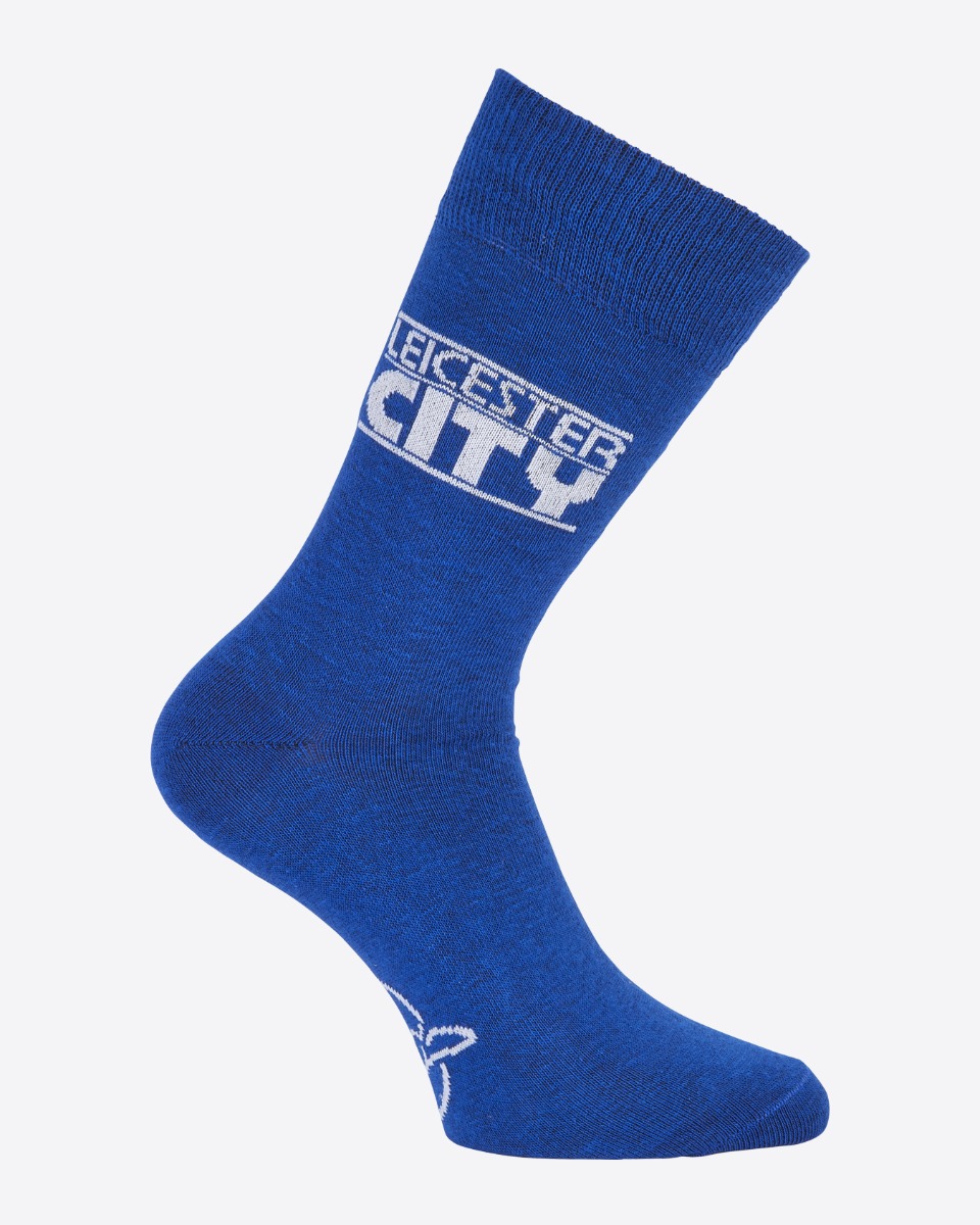 Leicester City Running Fox & Wordmark Socks - Blue