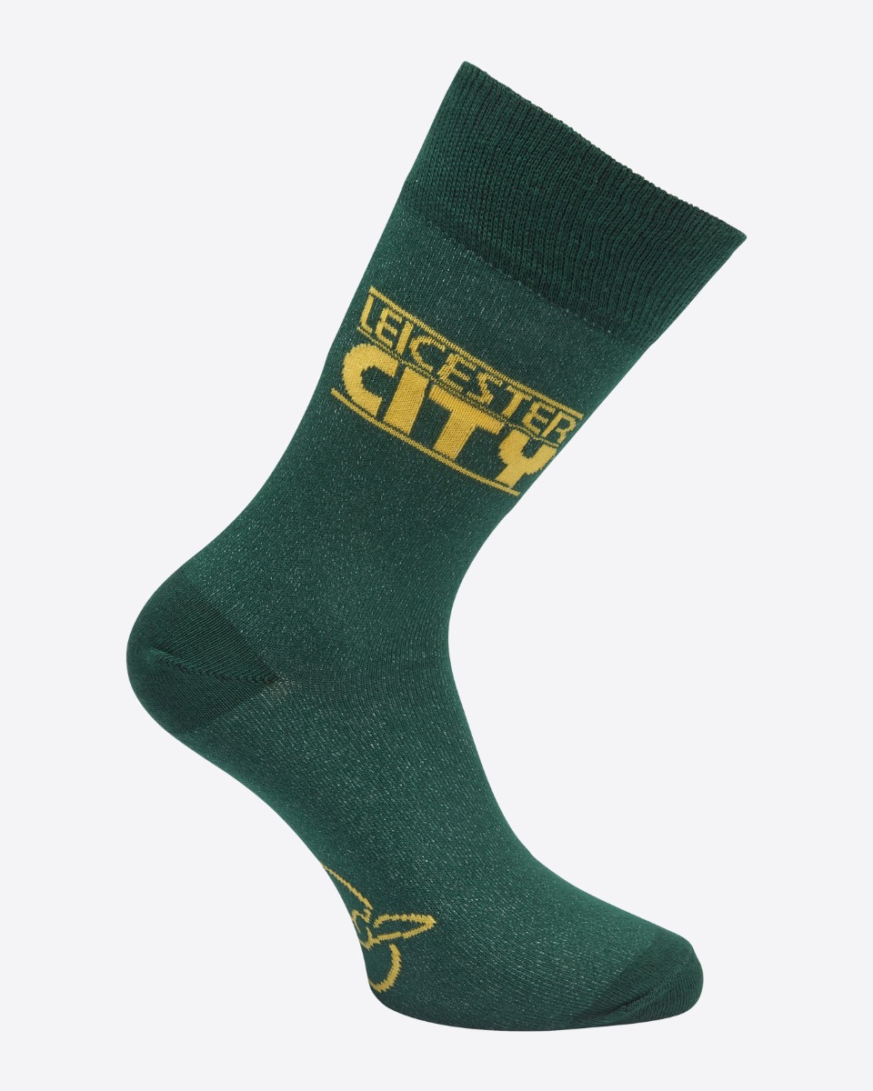 Leicester City Running Fox & Wordmark Socks - Green