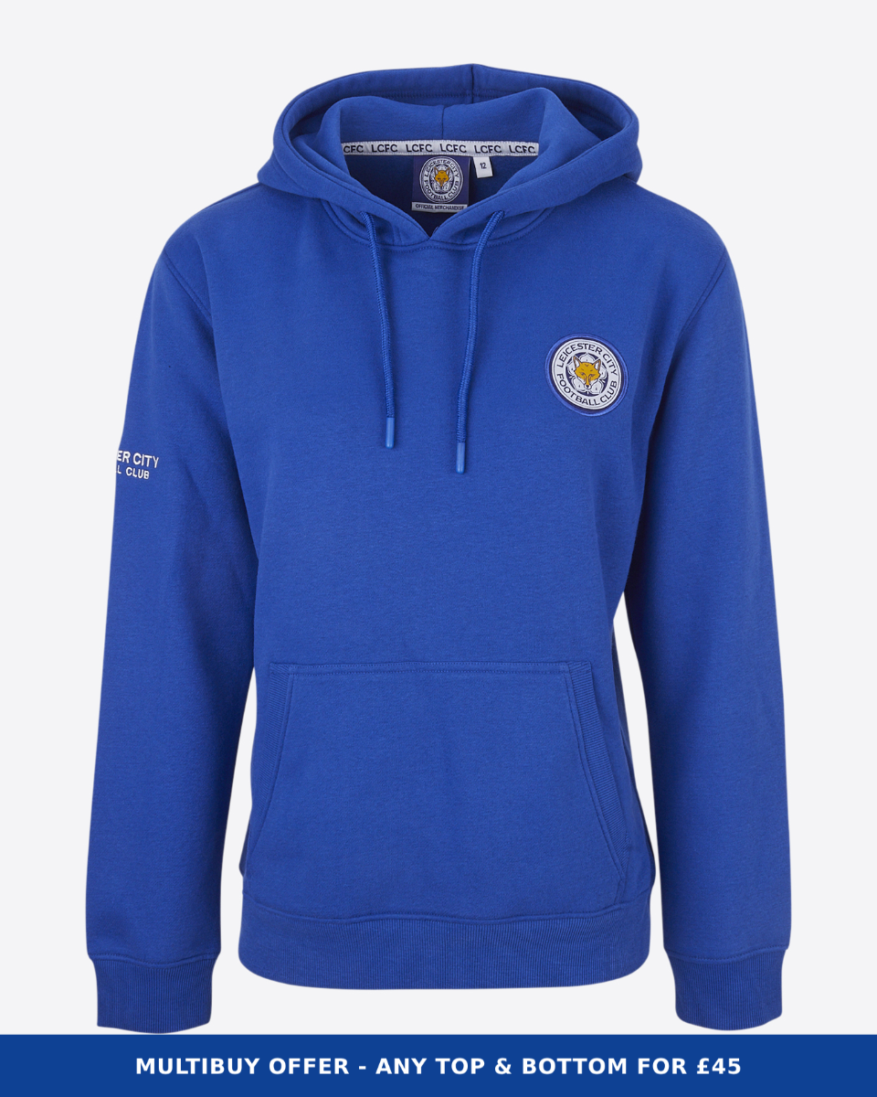 Leicester City Blue Essential Crest Hoody - Womens