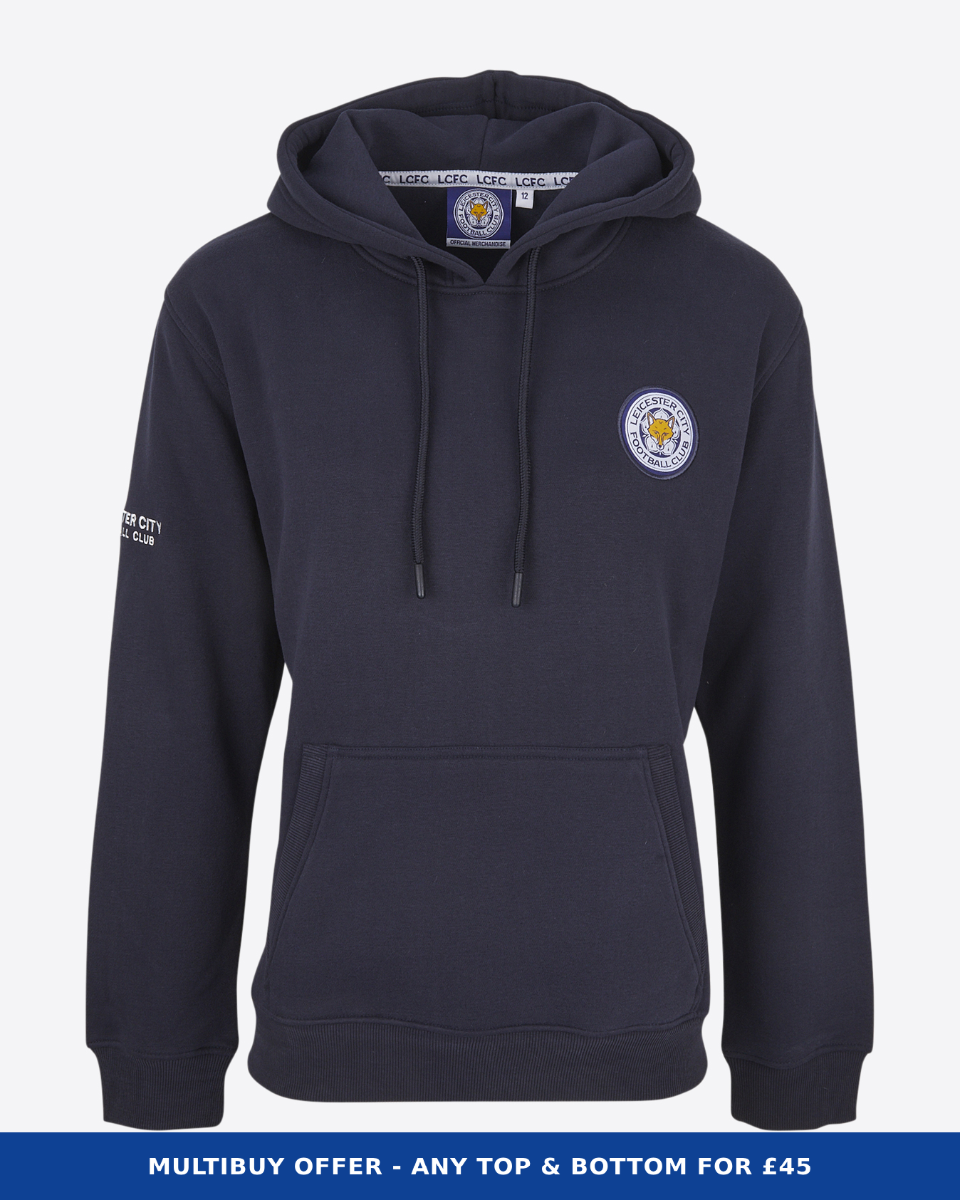 Leicester City Navy Essential Crest Hoody - Womens