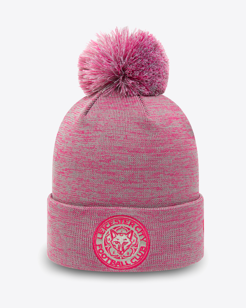 Leicester City New Era Pink Womens Bobble Knit Beanie Hat