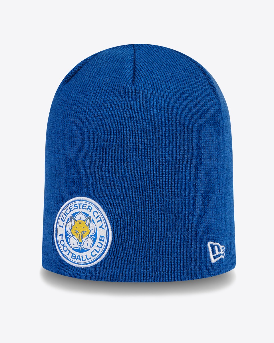 Leicester City New Era Blue Skull Knit Beanie Hat